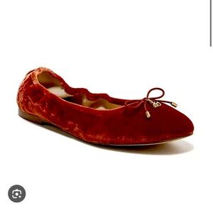 Sam Edelman Felicia Canyon Orange Velvet Ballet Flat Sz 7.5 NWOB